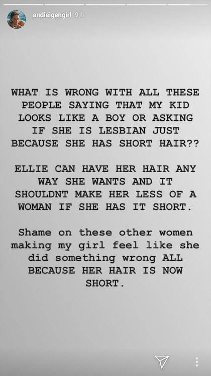 andi eigenmann instagram story ellie haircut
