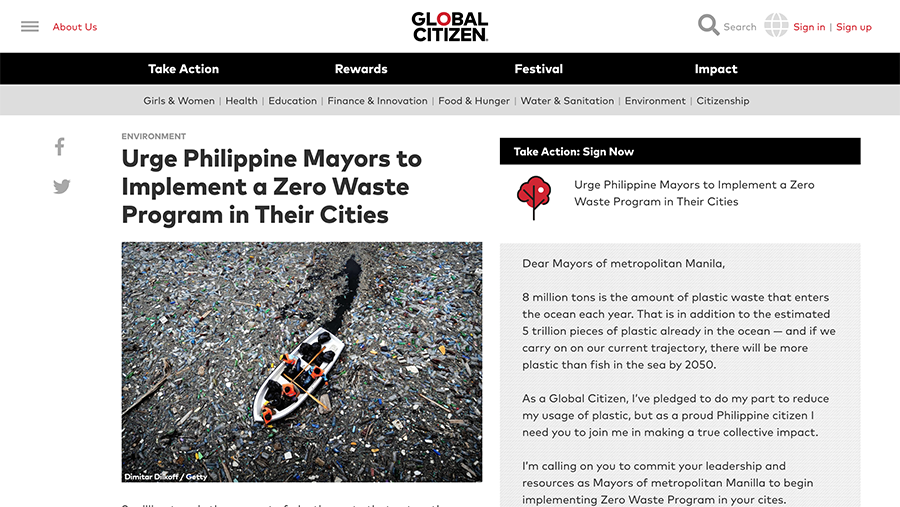 Global Citizen Petition for Manila Waste Management
