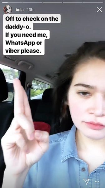 Bela Padilla Checks on Father in Thailand Instagram Stories