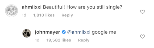 John Mayer single comment