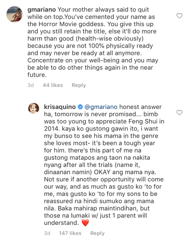 Kris Aquino IG comment MMFF 3