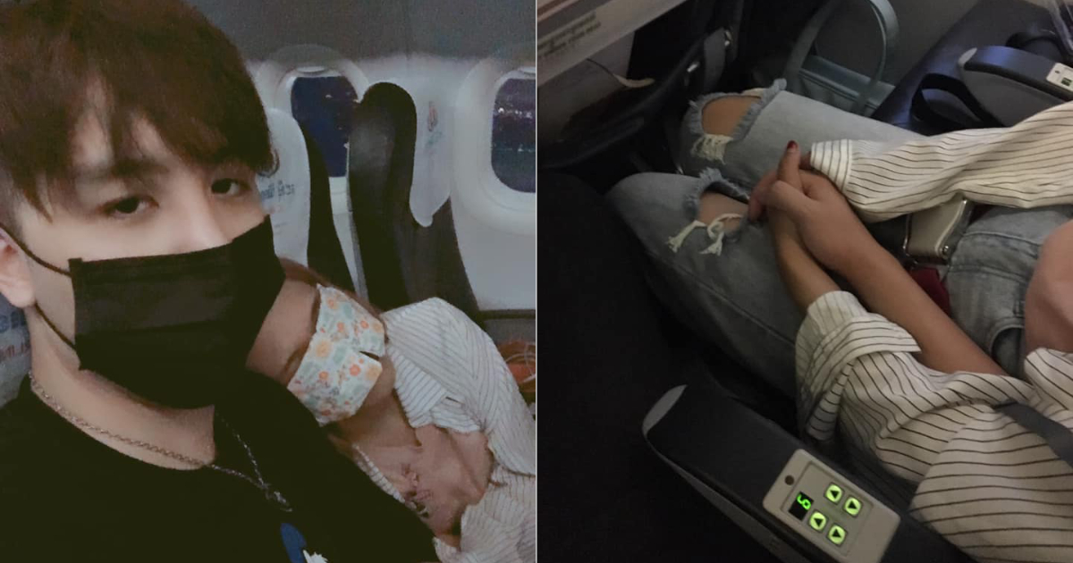 Strangers Become Couple Holding Hands Flight Turbulence