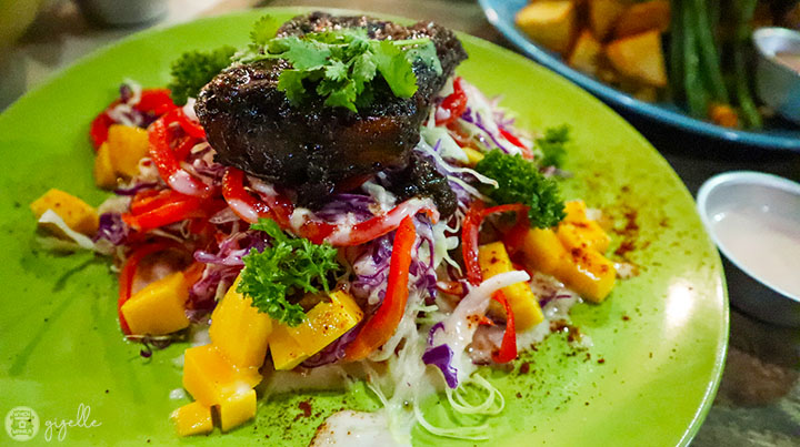 jerk salmon belly salad