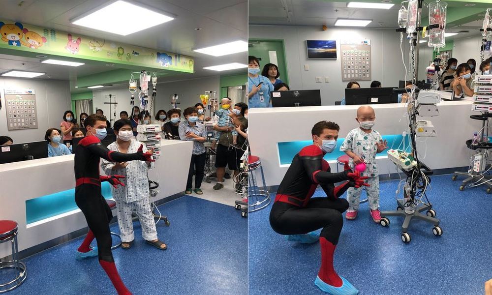 tom holland visits Korea hospital