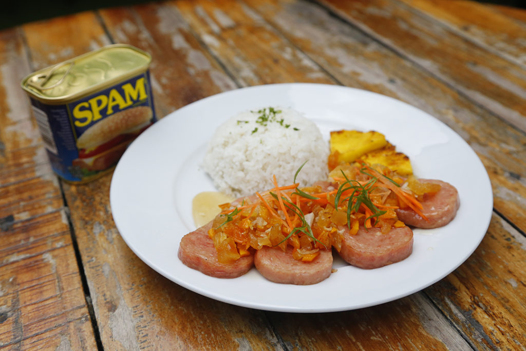 Baked Spam in Sweet Fruity Glaze