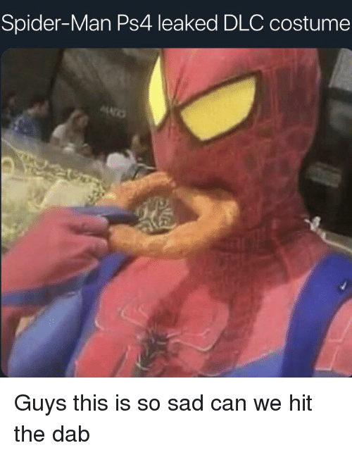 Here are 12 Weird Spider-Man Photos You'll Want To See!! 5 spider man ps4 leaked dlc costume guys this is so sad 37843177