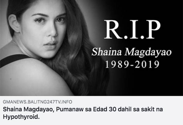 Shaina Magdayao Fake News Death