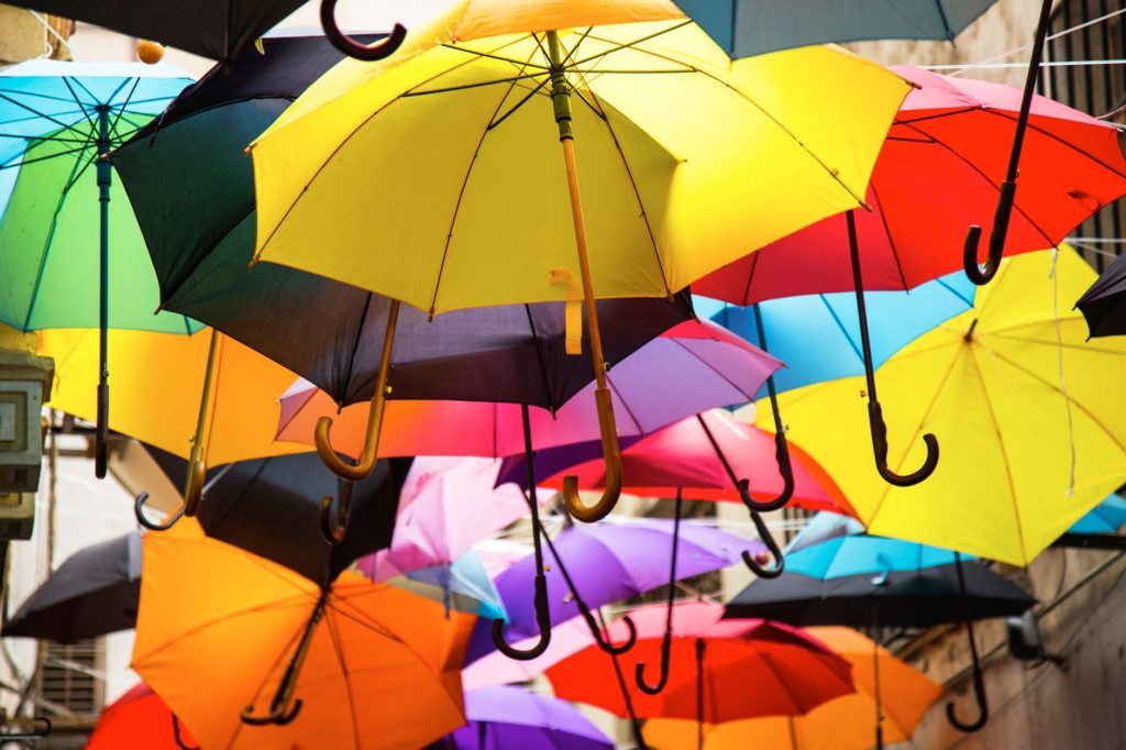 Folded umbrellas will be allowed in carryon and checked bags on