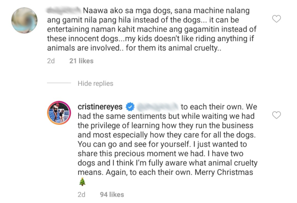 Cristine Reyes Responds to Animal Cruelty Allegations After What She Did in Finland 1 Cristine Reyes dog sledding comment