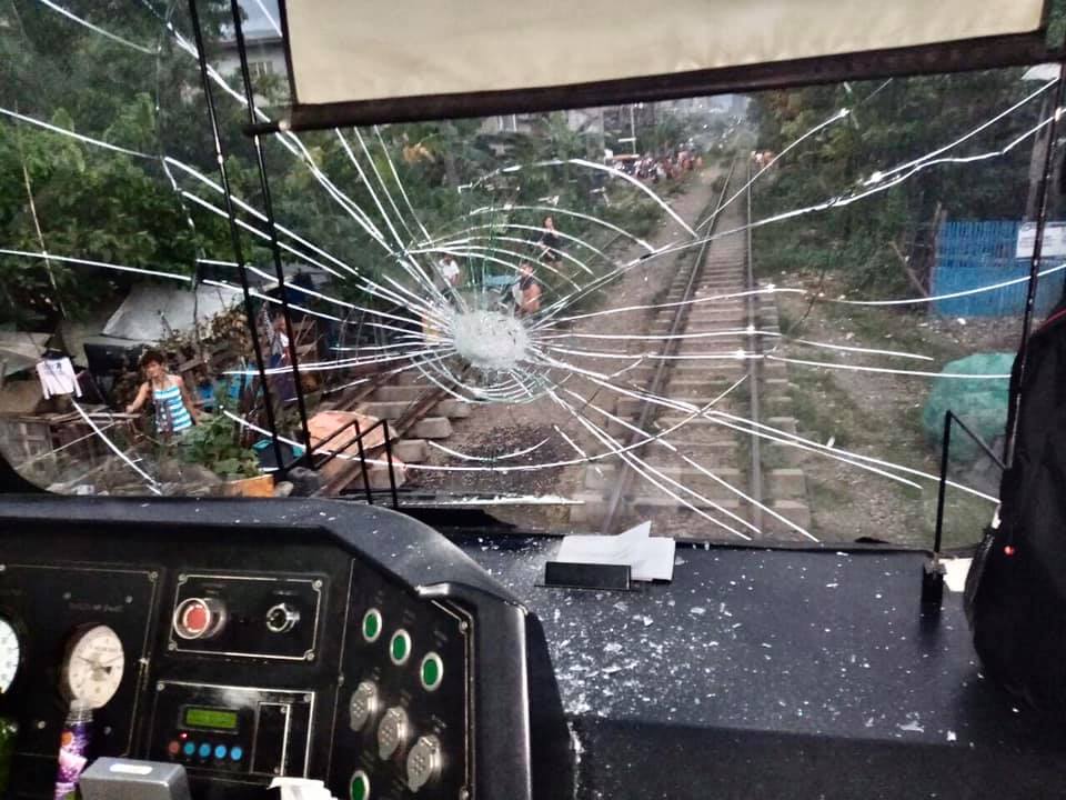 pnr train stone thrown windshield 1
