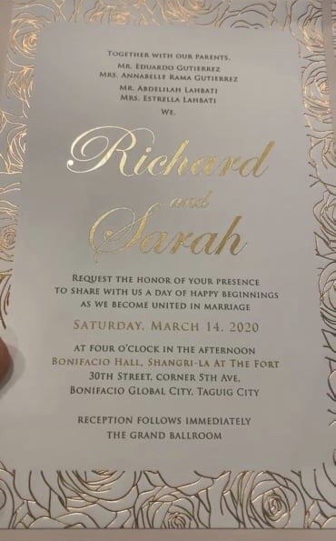 Richard Gutierrez Sarah Lahbati wedding invite 1