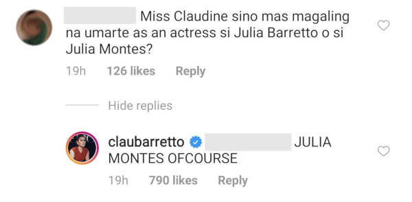 claudine barretto instagram comment