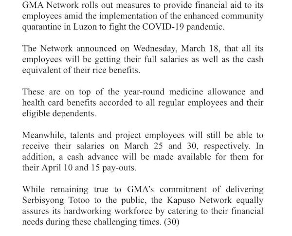 GMA News TV goes off-air amid Luzon-wide Community Quarantine 2 gma network statement