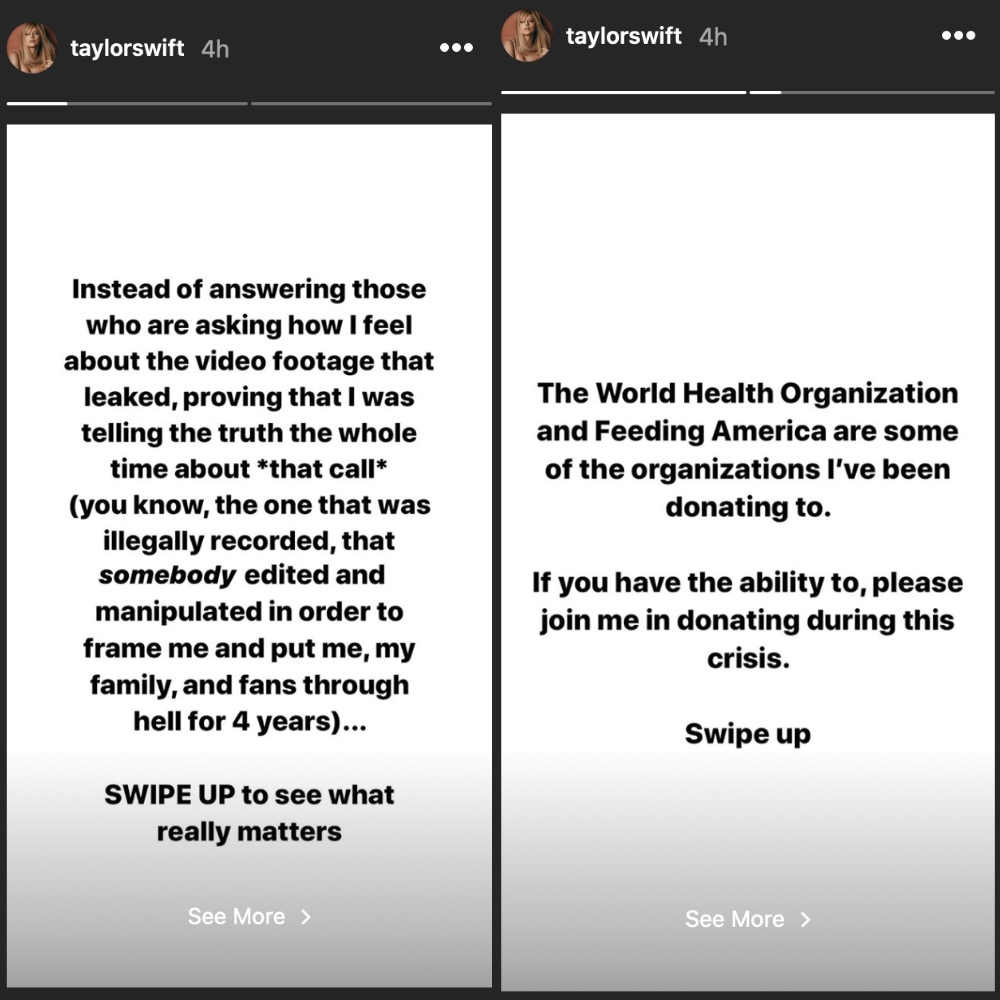 taylor swift covid 19 ig story
