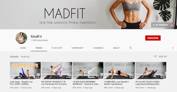 youtube channel workout madfit