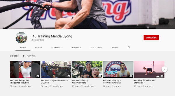 youtube workout channel 45f training mandaluyong