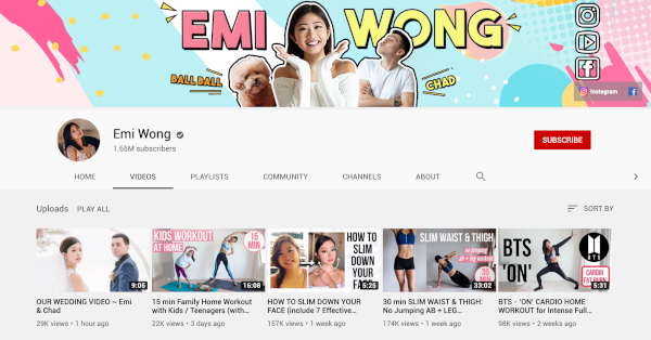 youtube workout channel emi wong