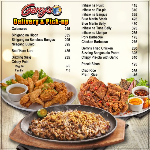 Gerrys Grill menu