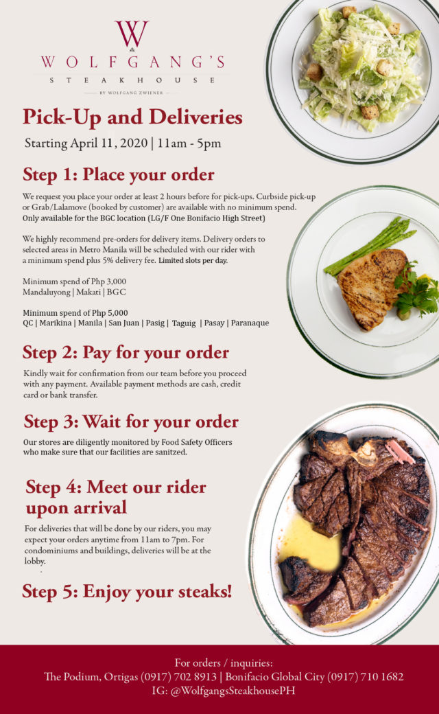 PSA: You can now get your favorite Black Angus Steak delivered to you 2 Wolfgangs Steakhouse ECQ menu