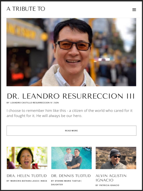 a tribute to life website filipino coronavirus covid 19