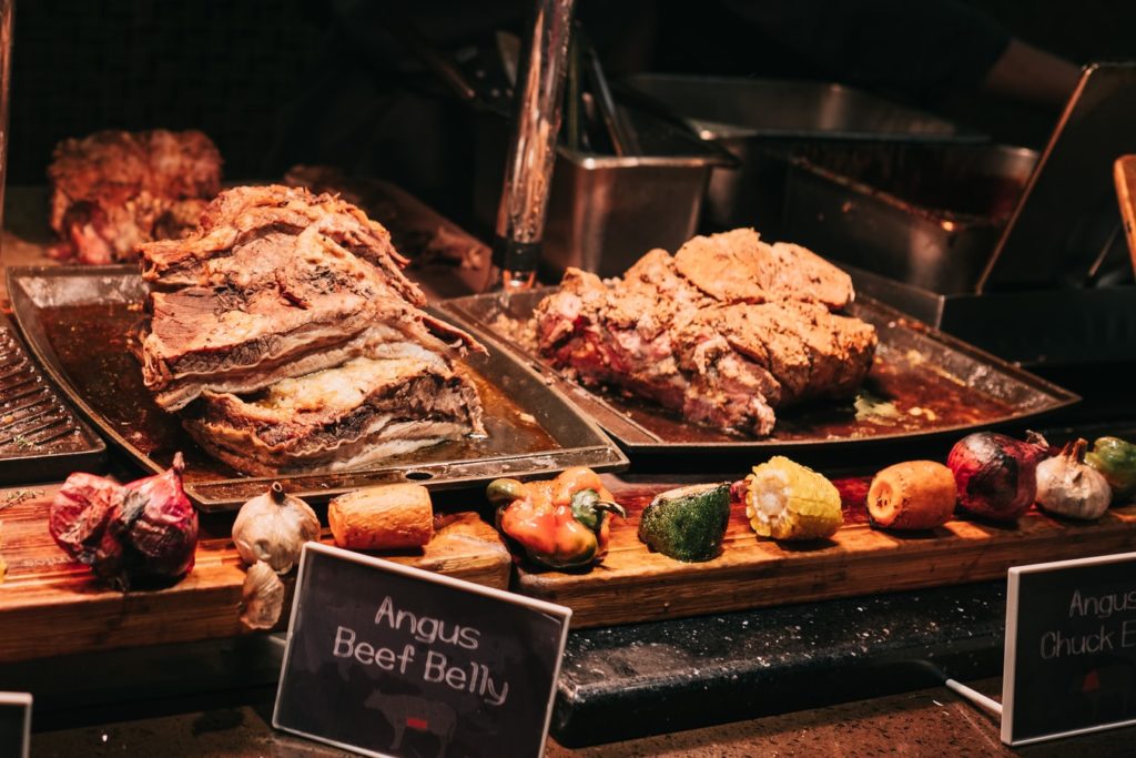 beef steak buffet stock photo