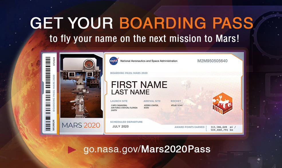 name to mars perseverance rover 2020