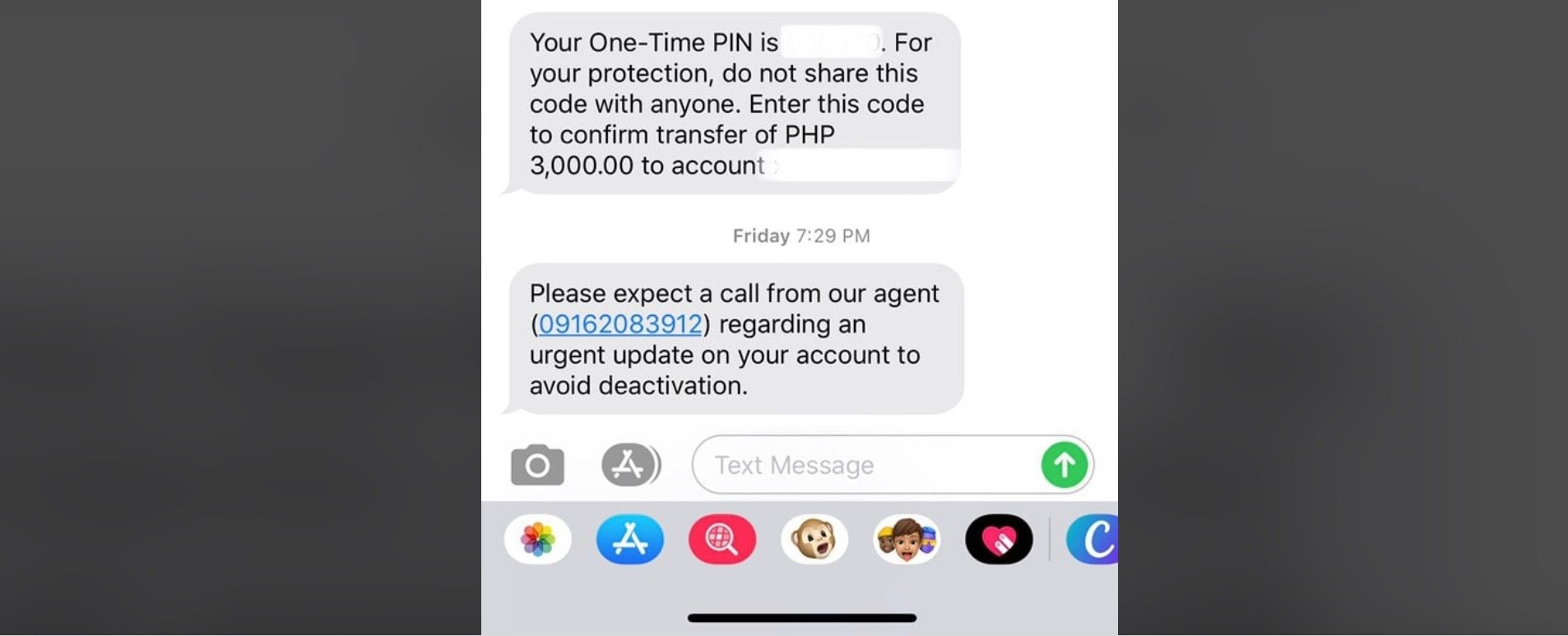 Bank OTP Text SMS Hack Scam