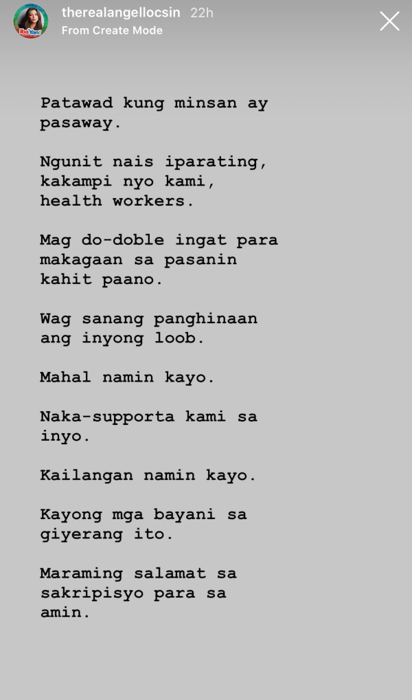 angel locsin instagram health workers 1