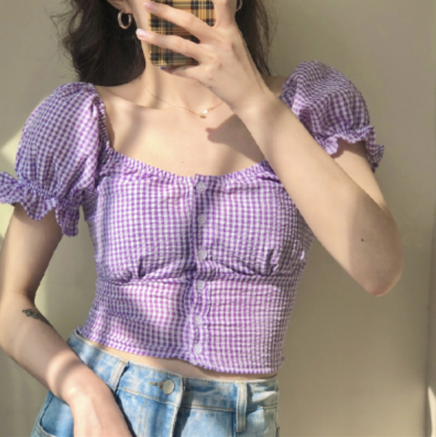 gingham crop top shopee