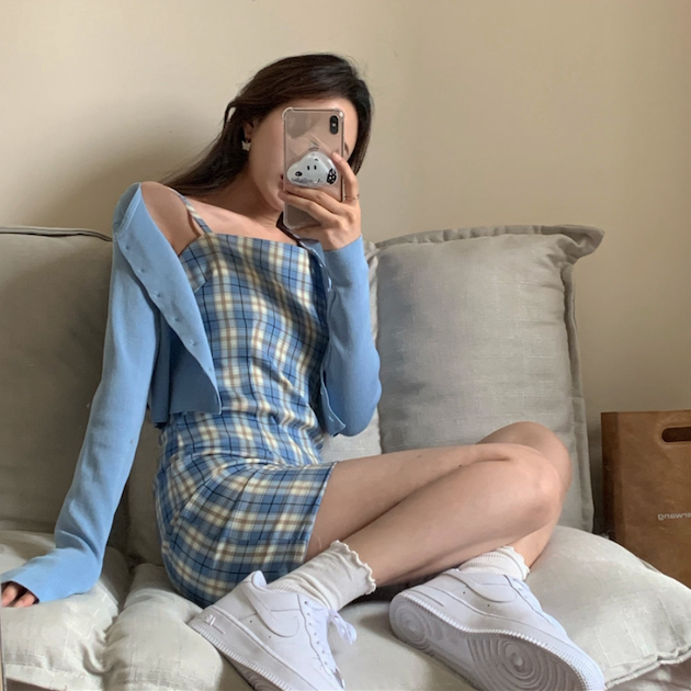 plaid dress shopee