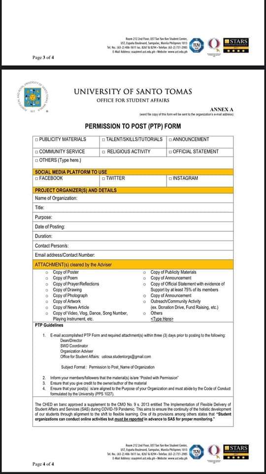 ust permission to post admin form