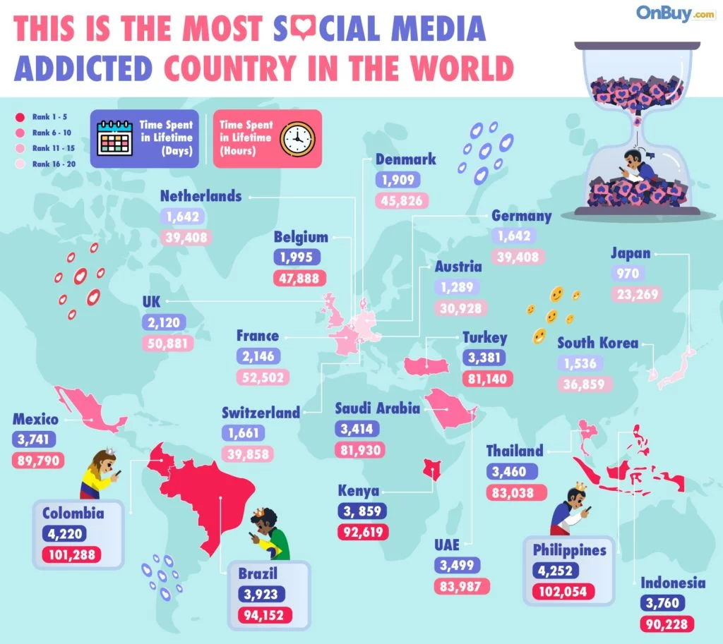 worldwide countries social media use map