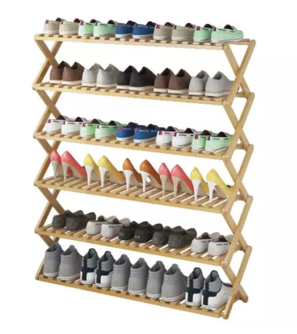 6 Layers Foldable Bamboo Shoe Rack