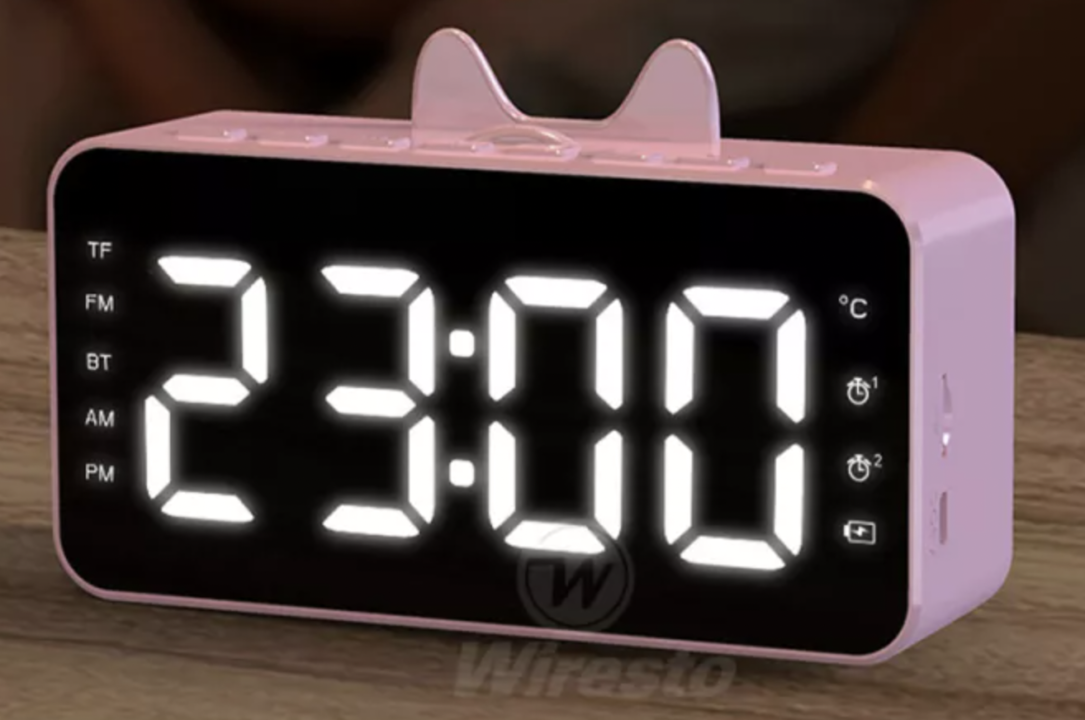 Wiresto Bluetooth Alarm Clock Speakers With Cat Ears e1614407333985