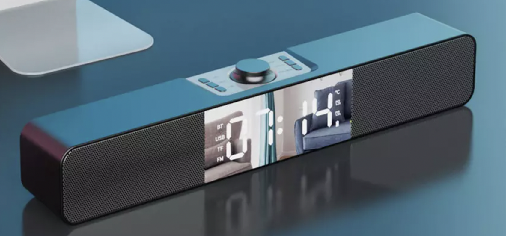 Wiresto Mirror Bluetooth Alarm Clock Speakers 2