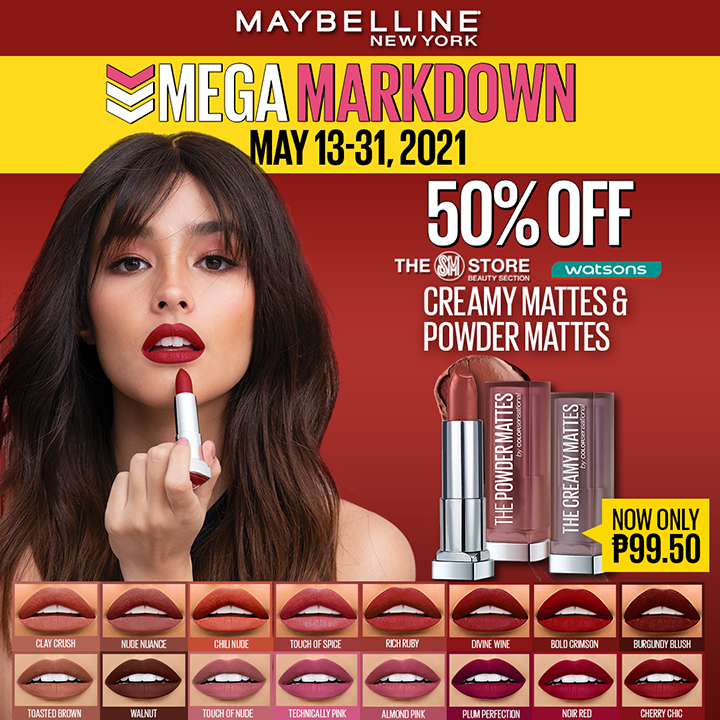 Get Your Favorite Maybelline Products at 50% Off This Month 2 Maybelline Creamy and Powder Mattes