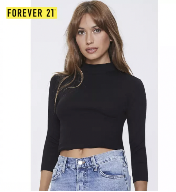 Forever 21 Womens Mock Neck Crop Top