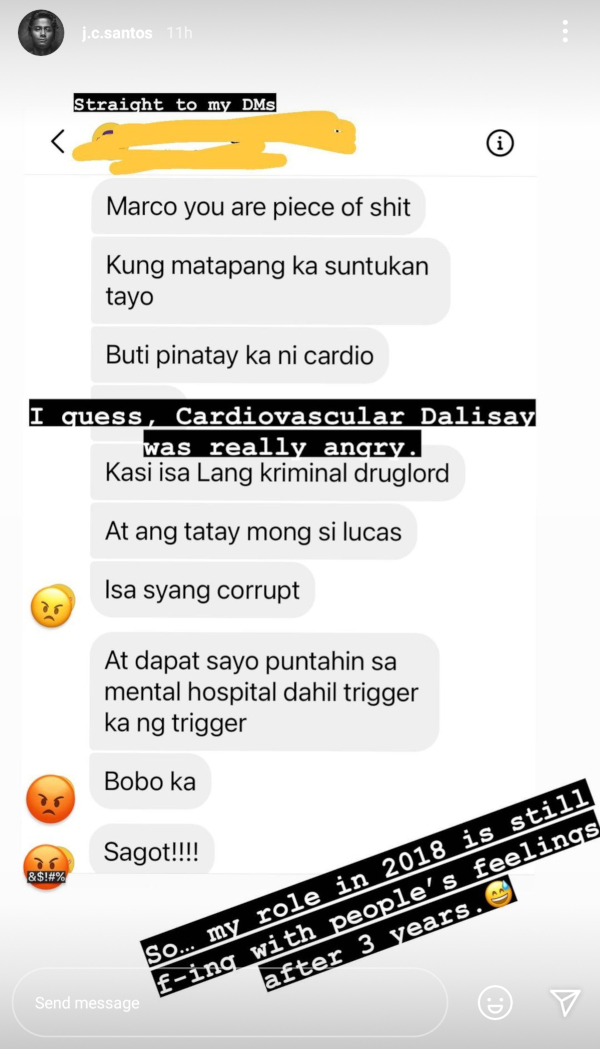 JC Santos Gets Angry DM From Fan Who Hates His Character From “Ang Probinsyano” 2 jc santos ang probinsyano
