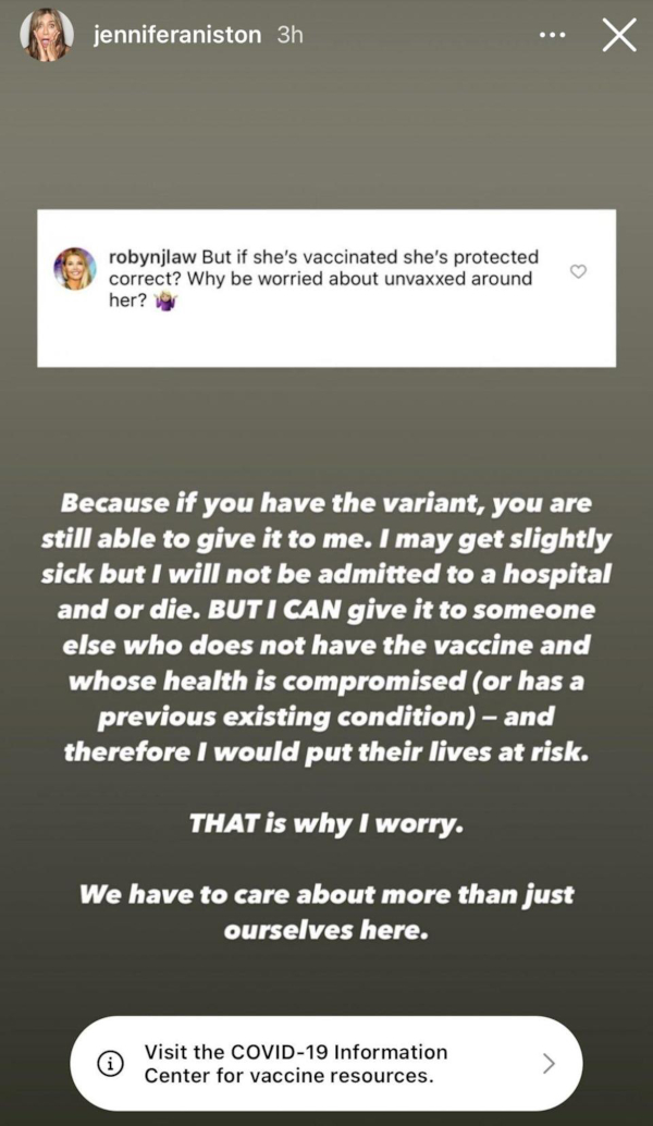 jennifer aniston vaccine