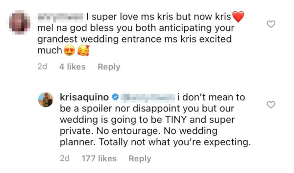 kris aquino wedding comment