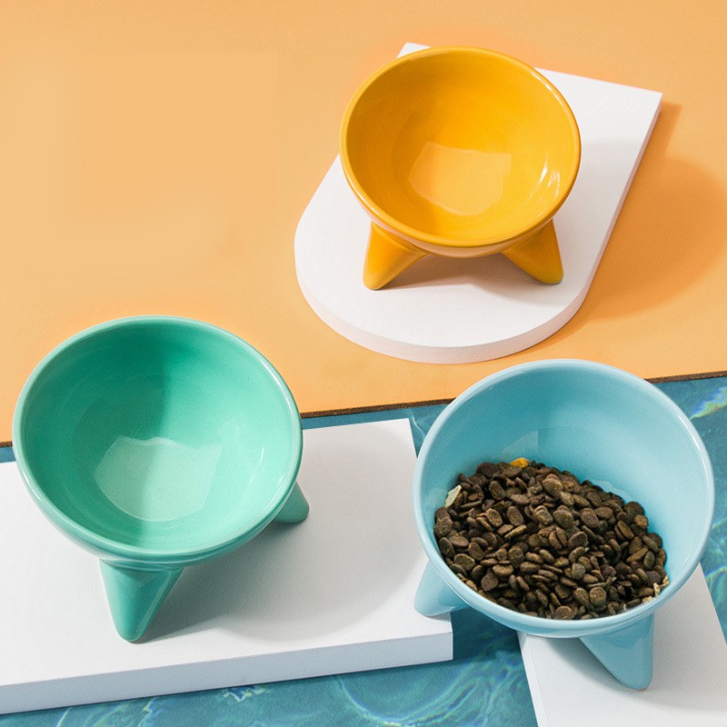 tilted ceramic pet bowl