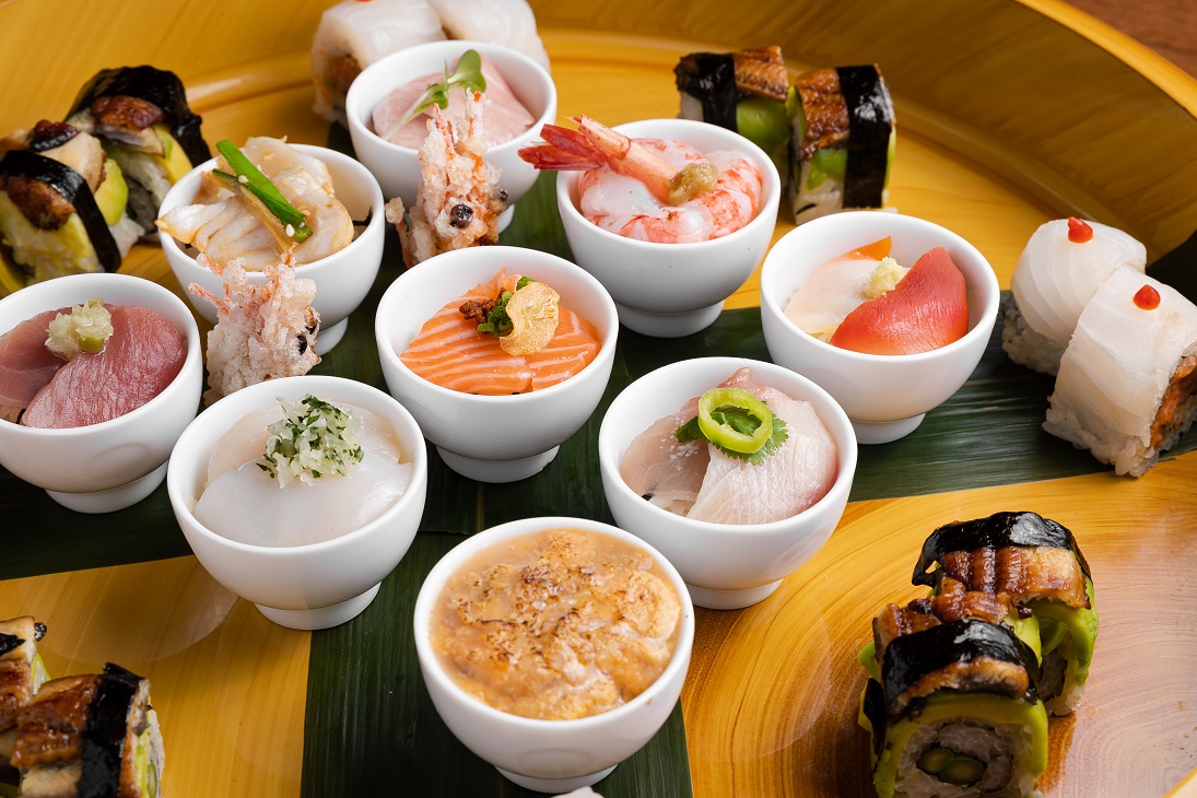 4. Nobu style assorted sushi cups and maki platter