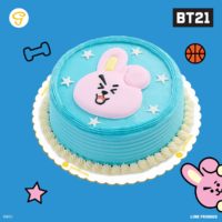 Cooky on a cake 6 round chocolate chiffon frosted with buttercream icing. Comes with a collectible BT21 boxjpg