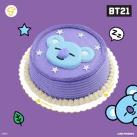Koya on a cake 6 round chocolate chiffon frosted with buttercream icing. Comes with a collectible BT21 box