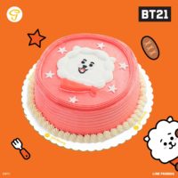 RJ on a cake 6 round chocolate chiffon frosted with buttercream icing. Comes with a collectible BT21 boxjpg