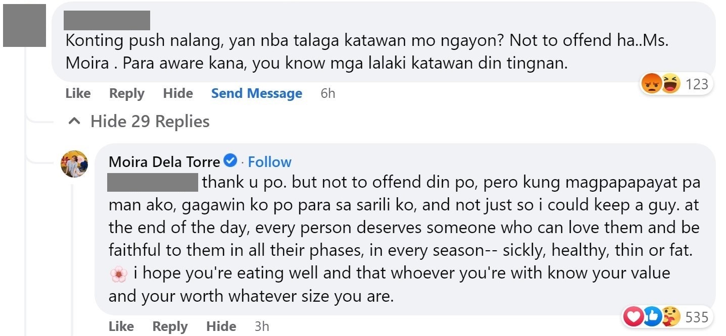 LOOK: Moira Dela Torre Writes Beautiful Response to a Netizen Commenting on Her Weight