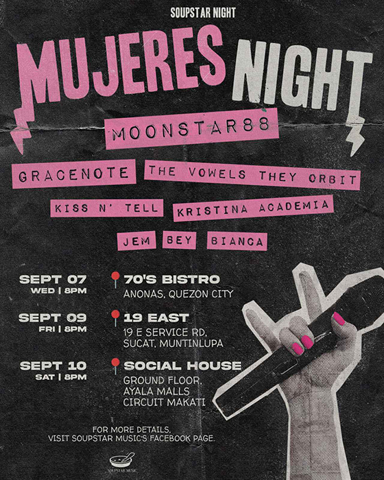 mujeres night full line up with bar