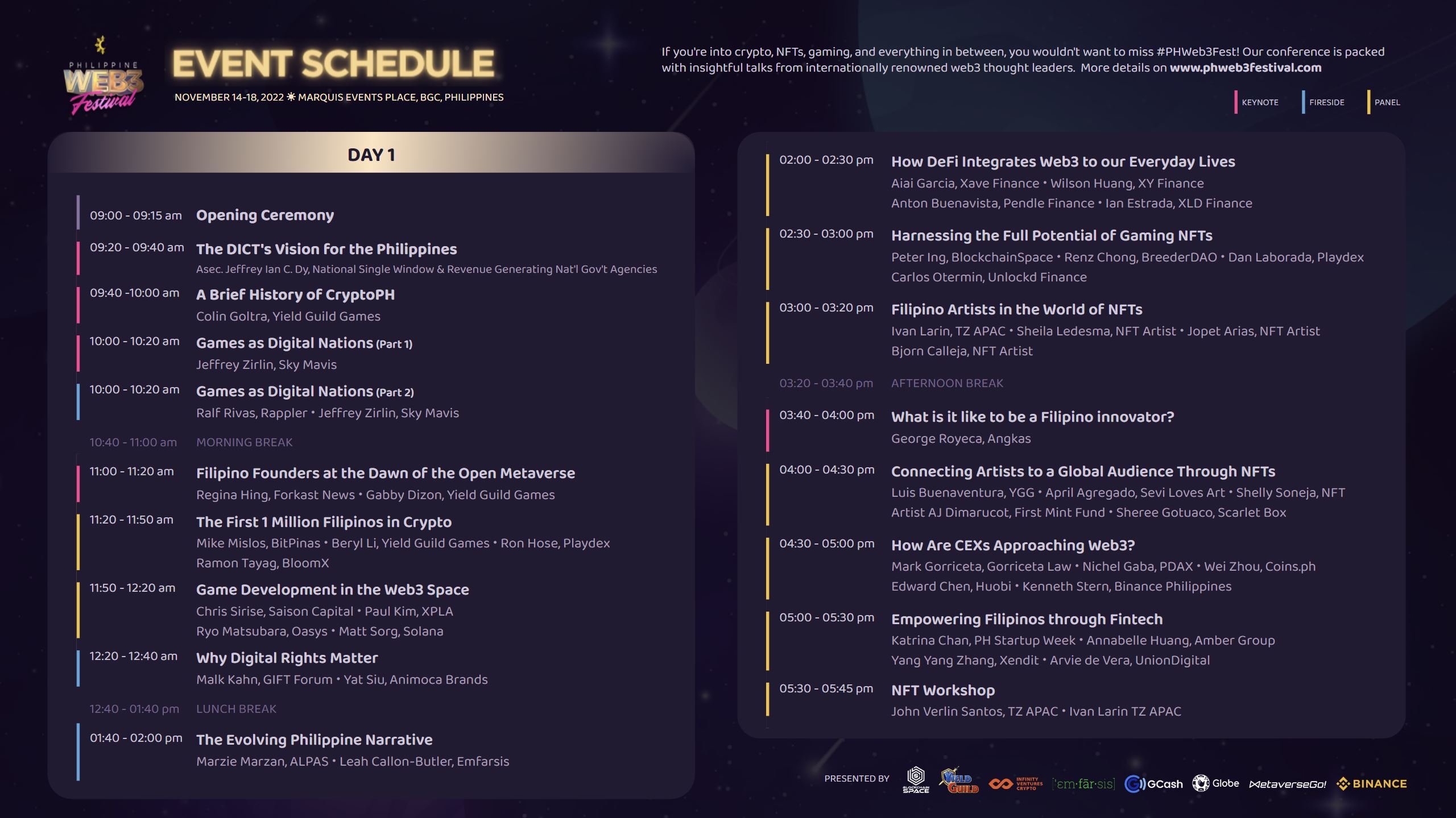 Web3 Festival Philippines schedule day 1