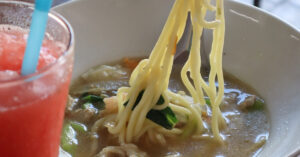 Enjoy the thick and chewy homemade noodles at Mee Ton Poe!