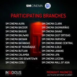 Insidious The Red Door midnight screening participating branches